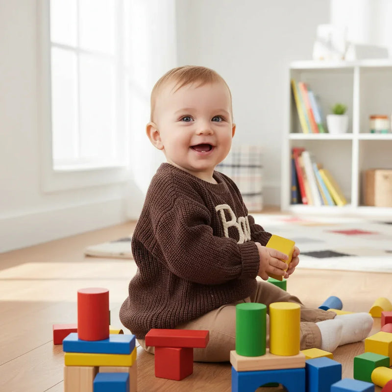 Baby three-quarter angle with blocks