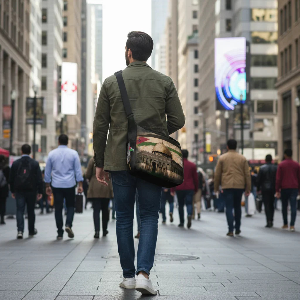 Back view - business street