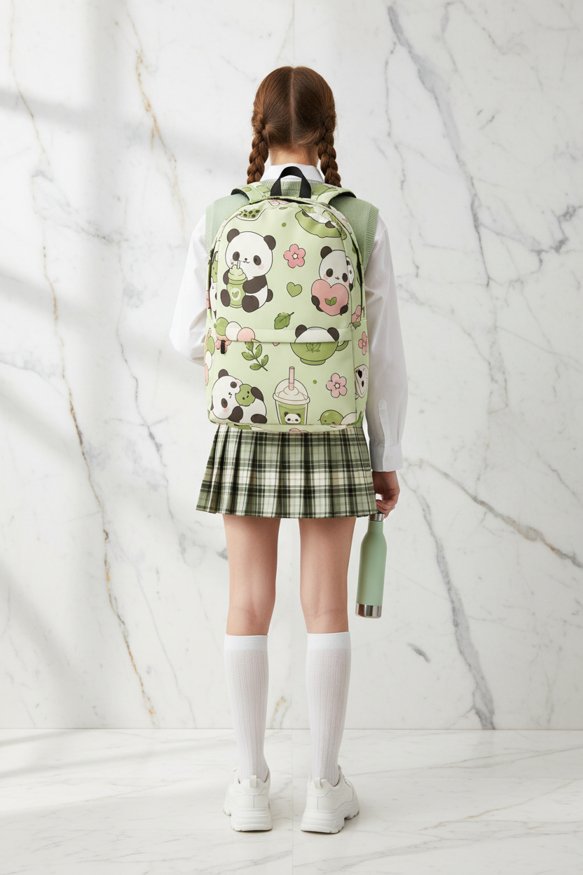 Back view girl with correct backpack design