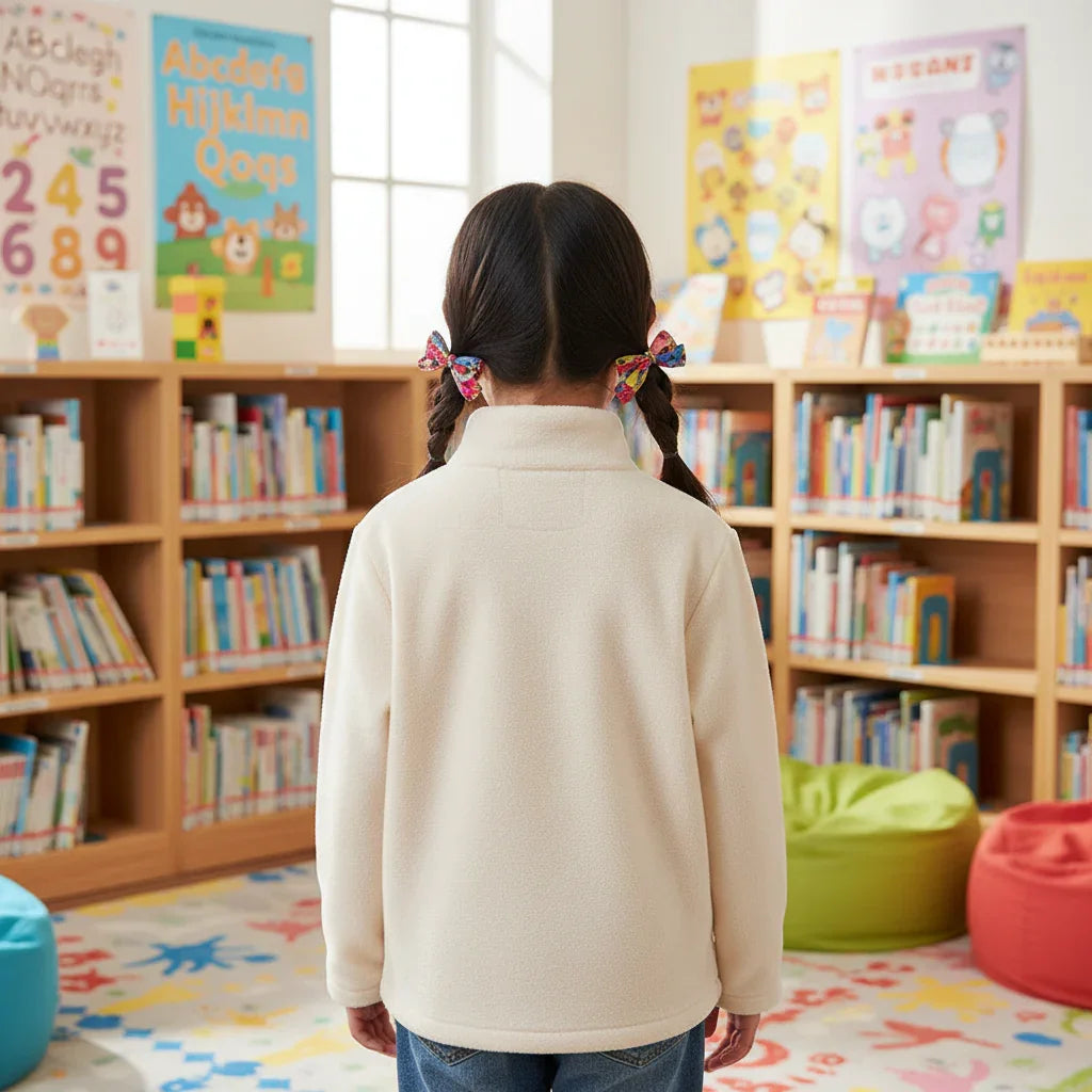 Back view in colorful library