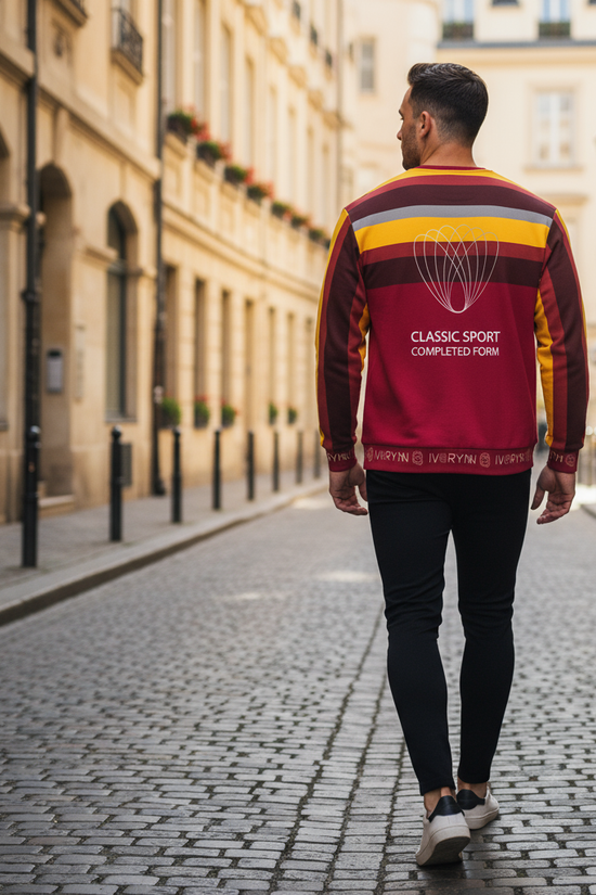 Back view on cobblestone street