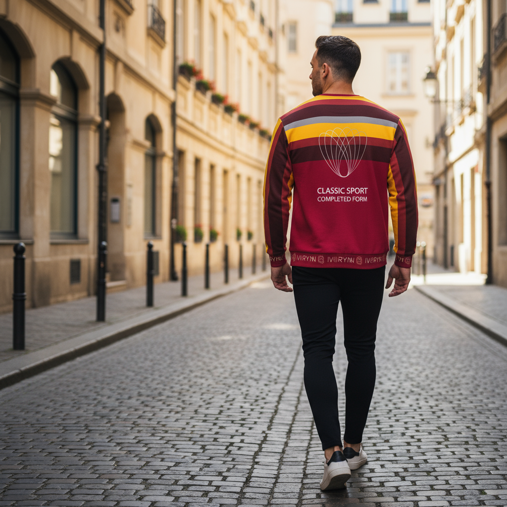 Back view on cobblestone street