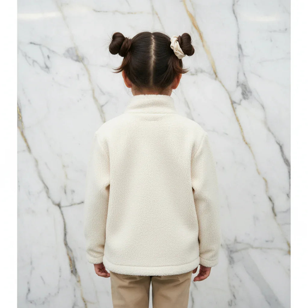 Back view on marble backdrop