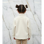 Back view on marble backdrop