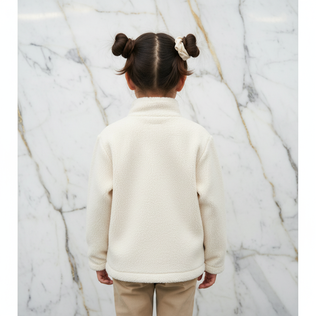 Back view on marble backdrop