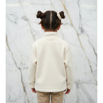 Back view on marble backdrop