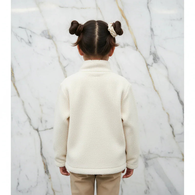 Back view on marble backdrop