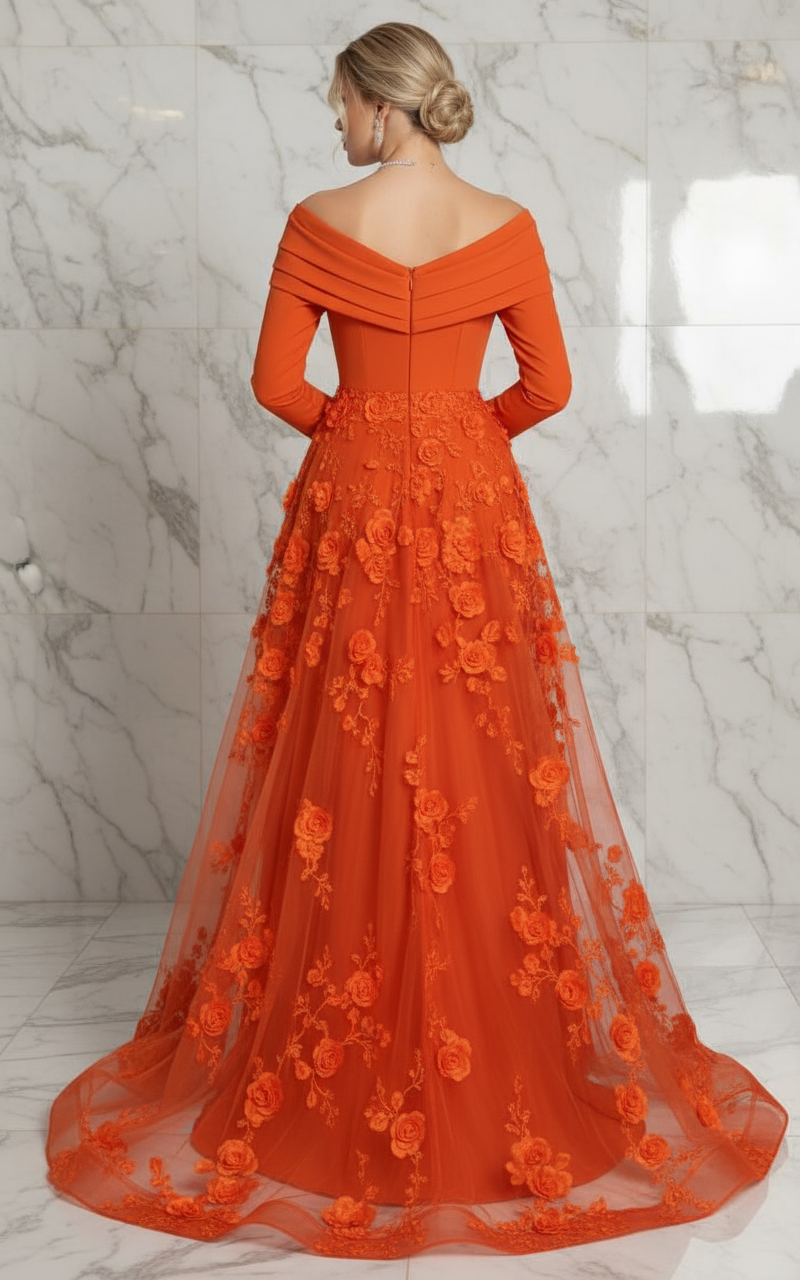 Back view - Orange gown