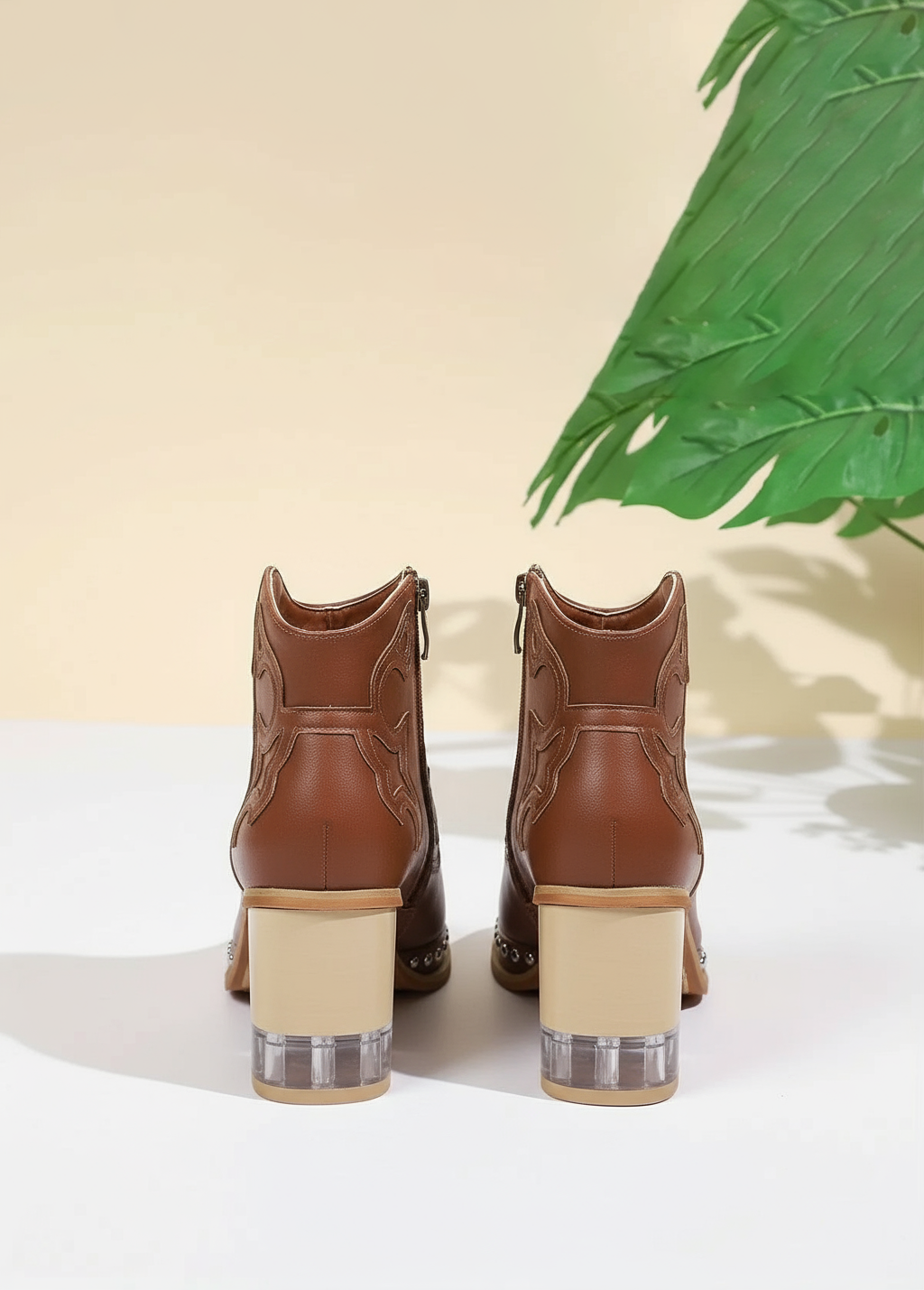 Elegant High Heels Chunky Dark Brown Platform Boot