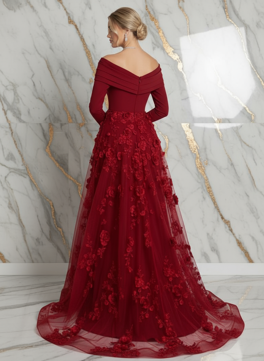 Back view - Red gown