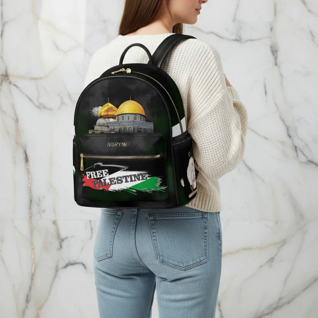 Back view showing backpack details