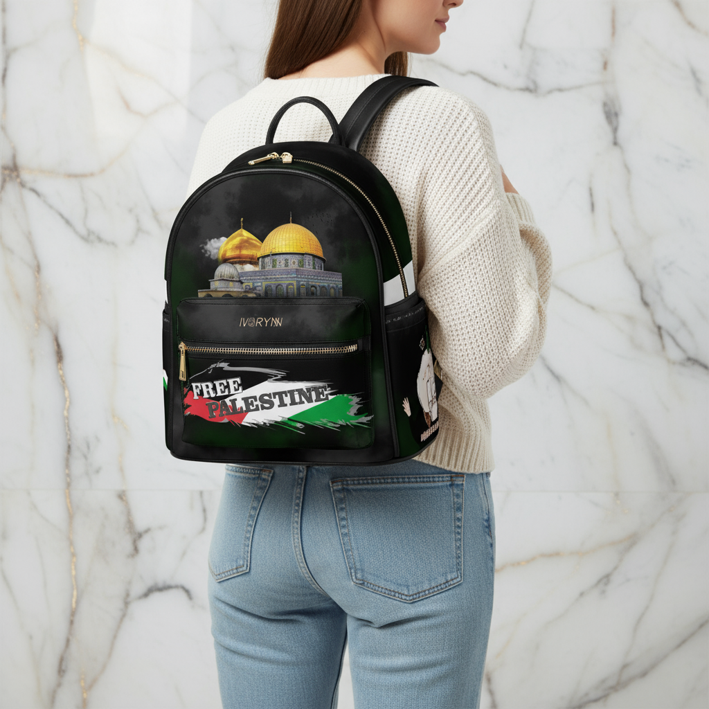 Back view showing backpack details