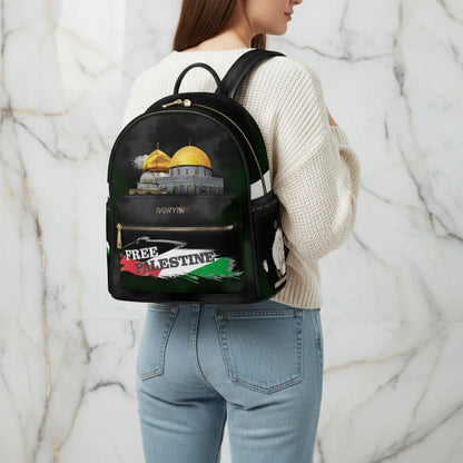 Back view showing backpack details