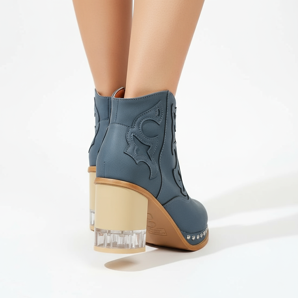 Back view showing heel and zipper