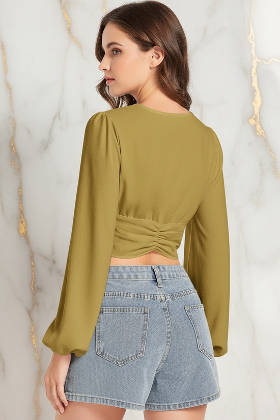 Back view showing ruched back detail