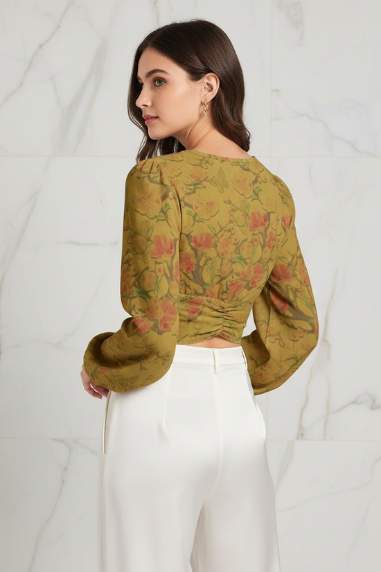 Back view showing ruched detail