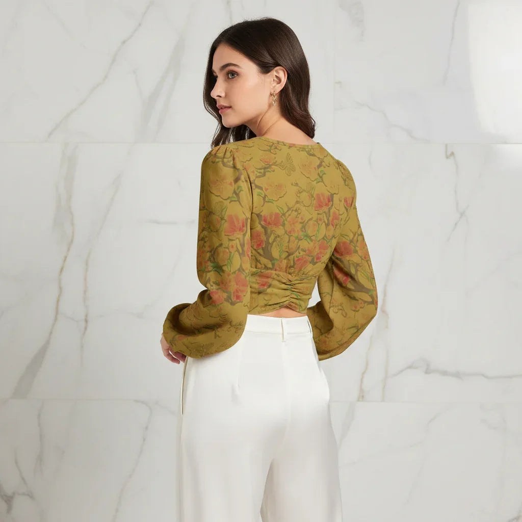 Back view showing ruched detail