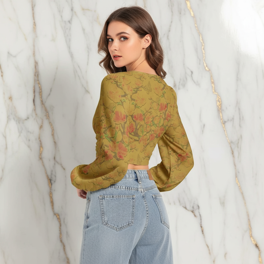 Back view showing ruched detail