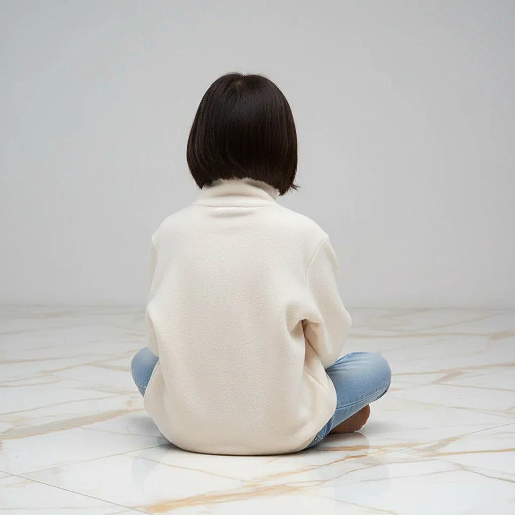 Back view sitting cross-legged