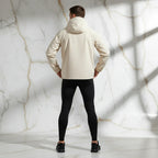 Back view - sporty man in off-white jacket
