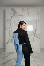 Back view with elegant over-shoulder look