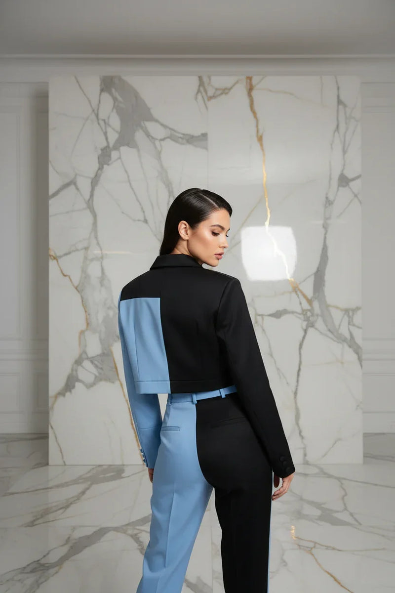 Back view with elegant over-shoulder look