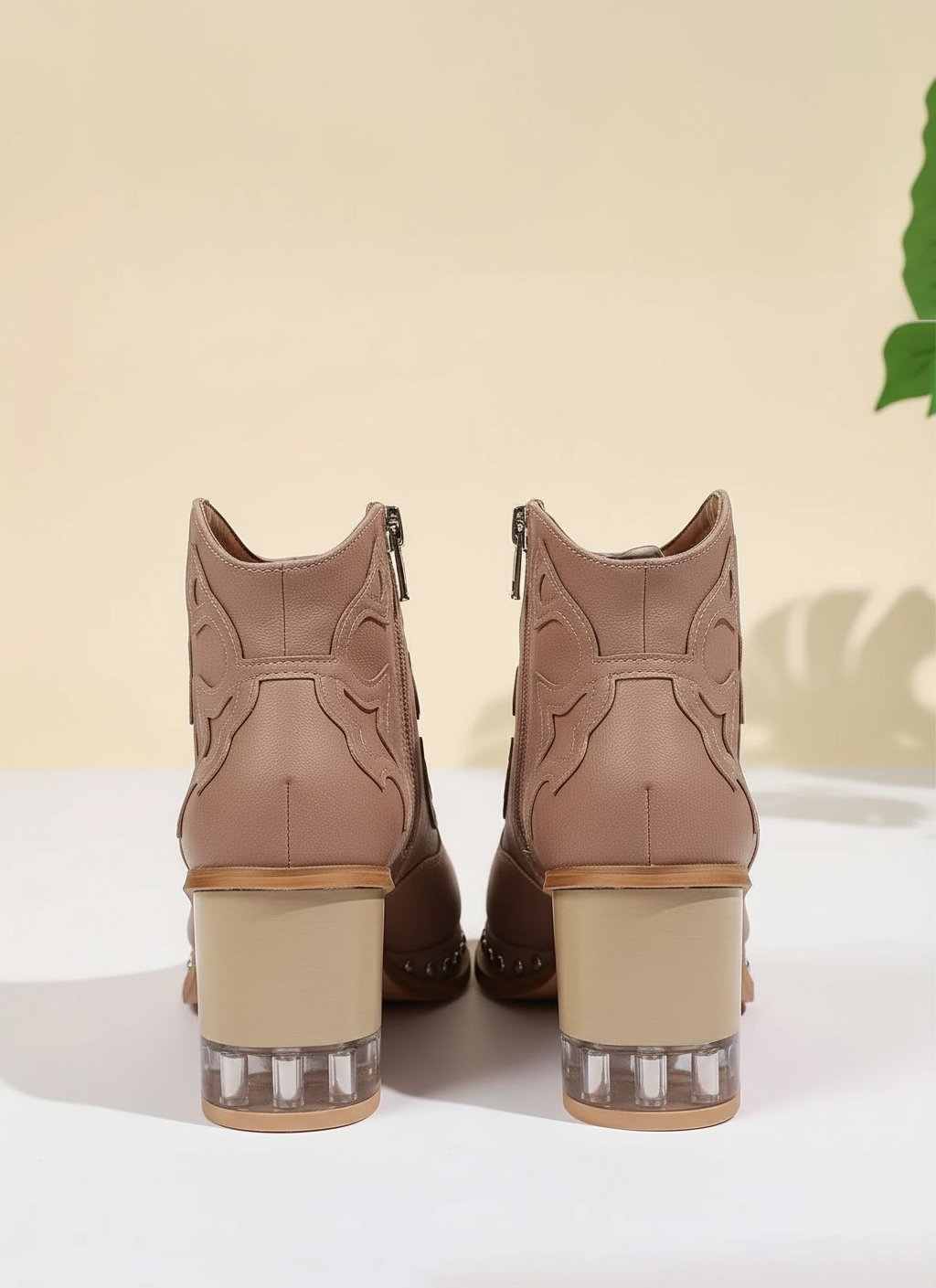 Elegant High Heels Chunky Pink Platform Boot