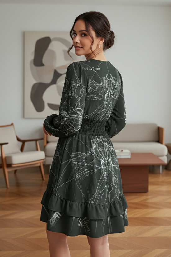 Back view with over-shoulder look