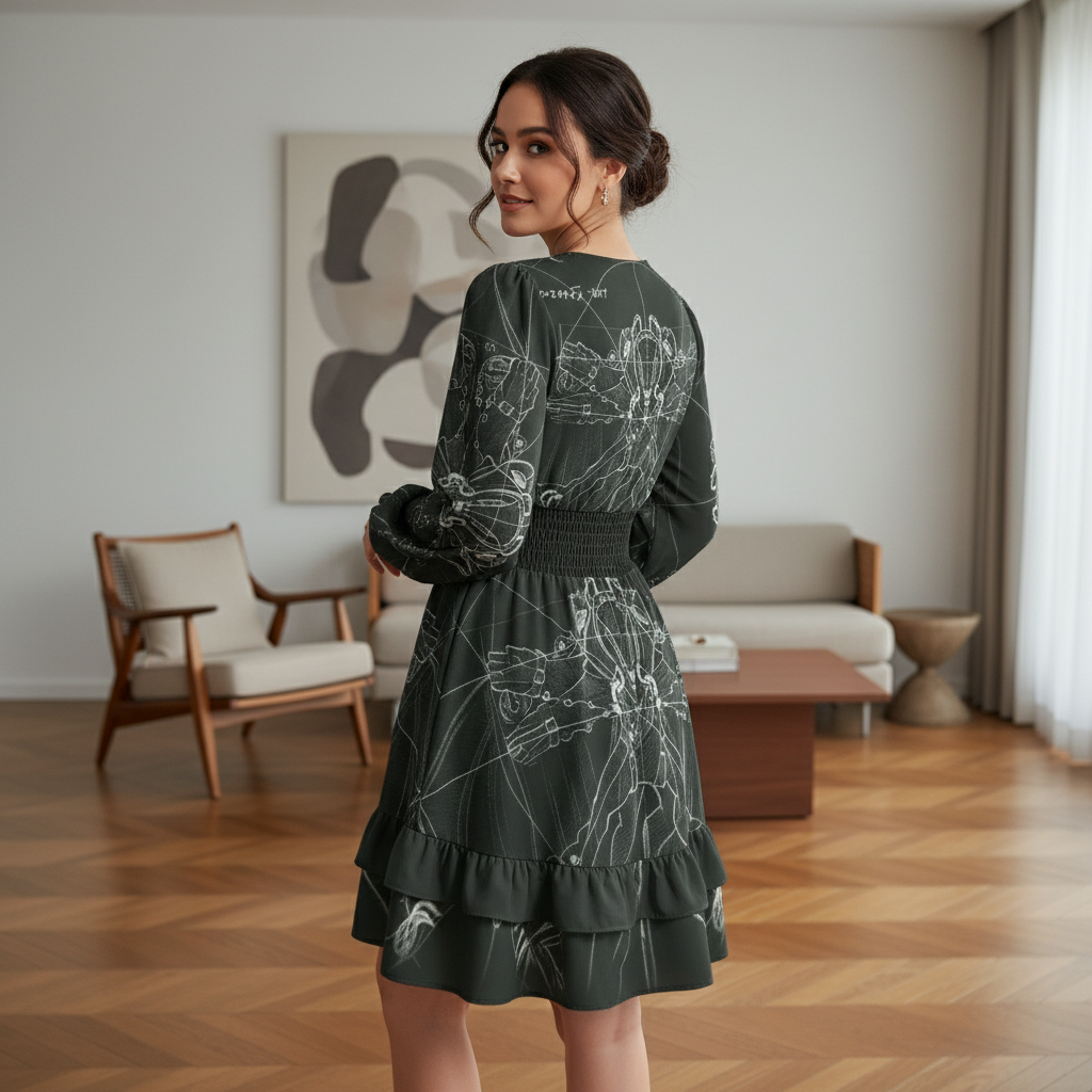 Back view with over-shoulder look