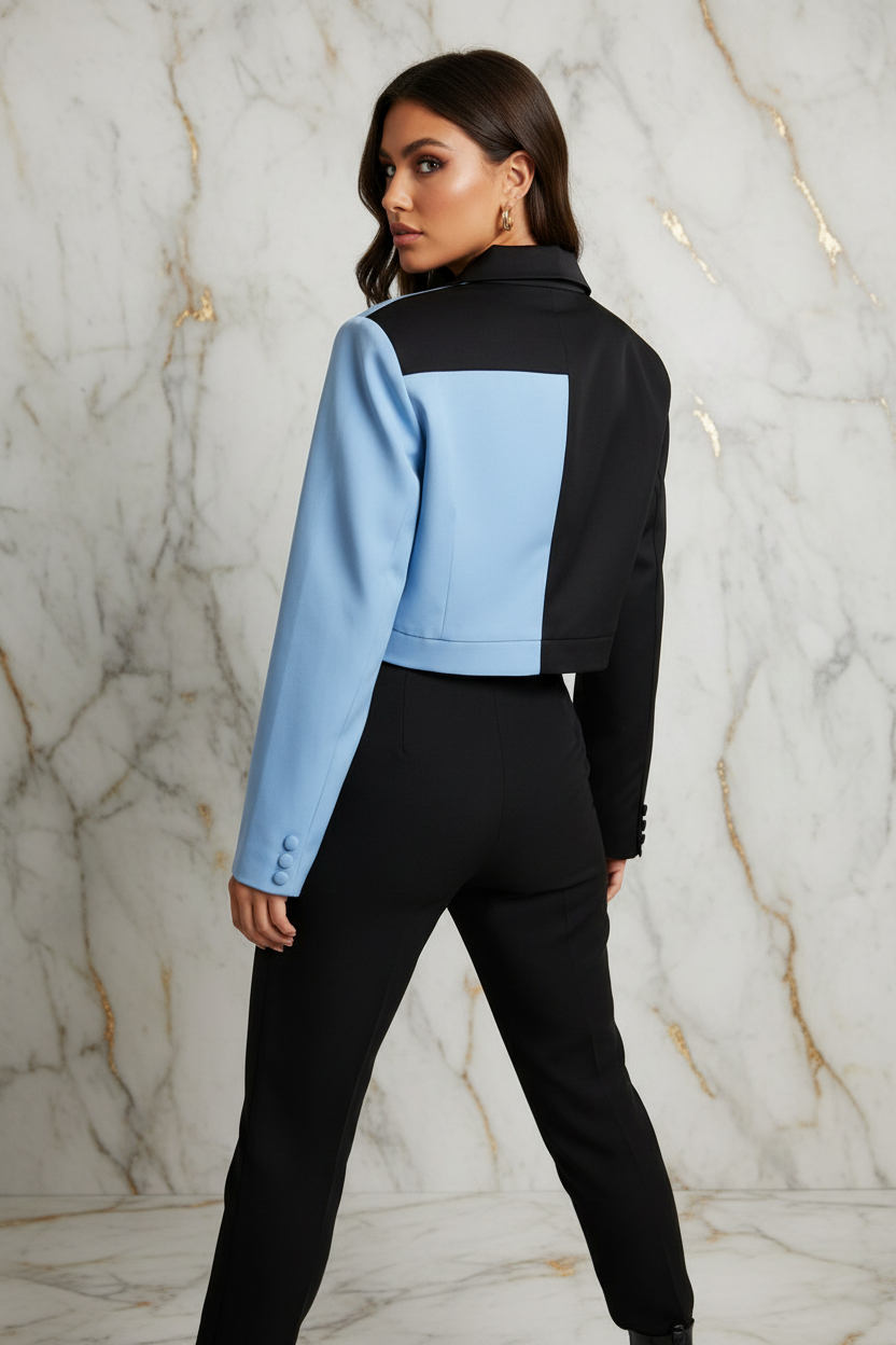 Back view with over-shoulder look