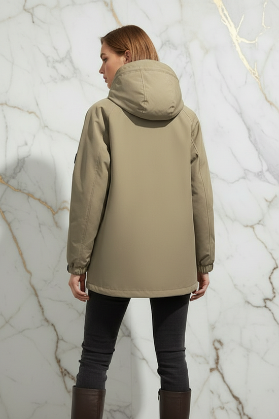 Back view - woman in khaki jacket