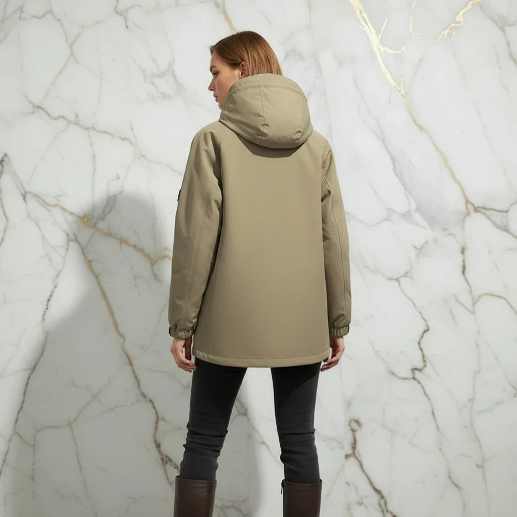 Back view - woman in khaki jacket