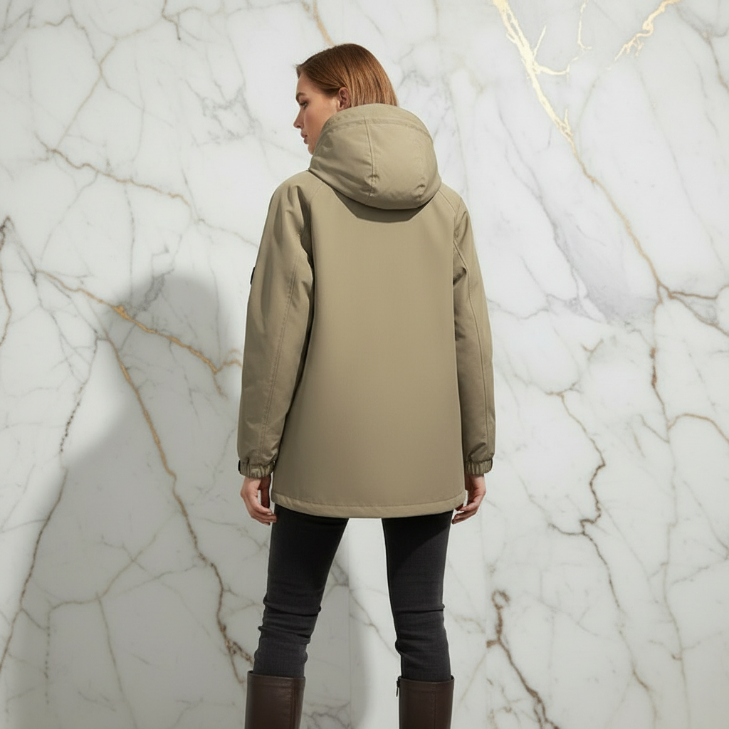 Back view - woman in khaki jacket
