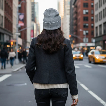 Flattering Thickened Women Light Gray Knitted Hats