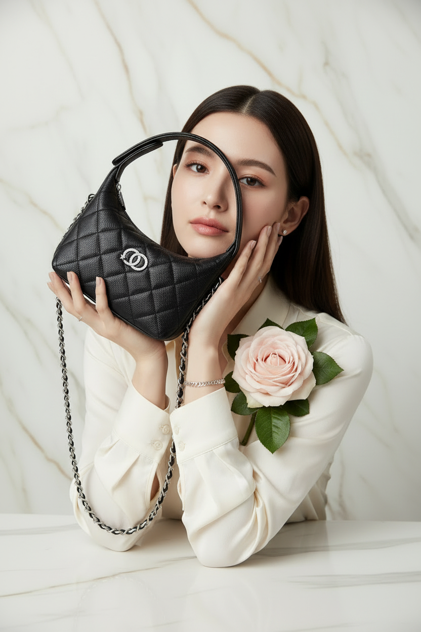 Bag Near Cheek - Pink Rose