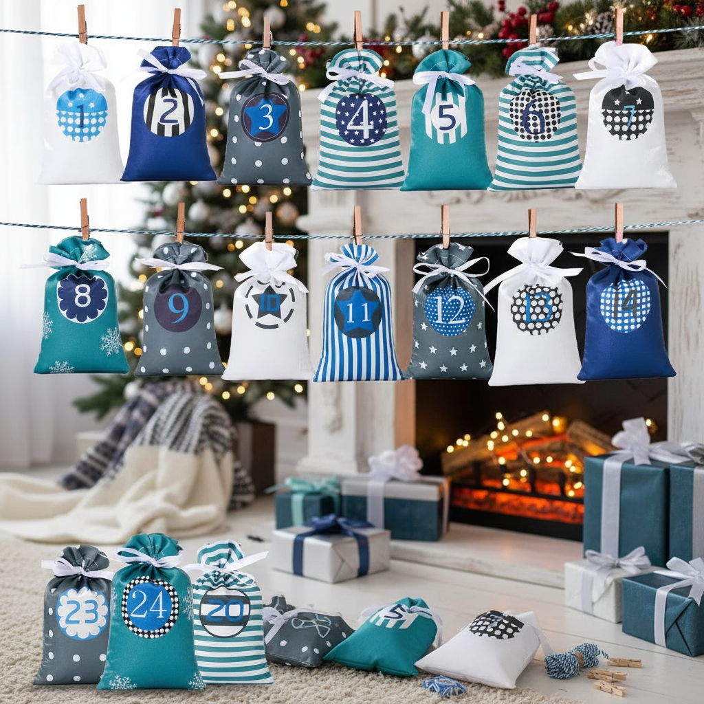 Bags hanging on rope with clothespins