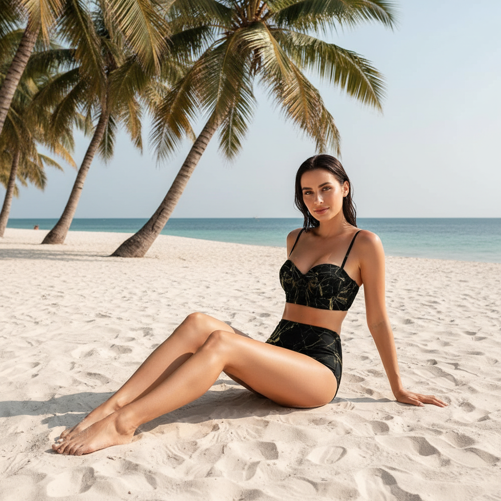 Beach Bikini Seated on Sand