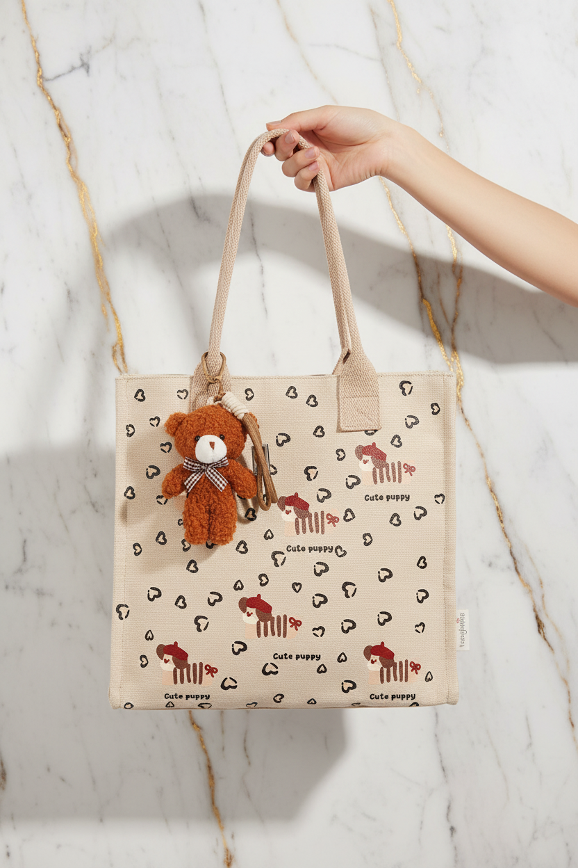 Beige Cute Puppy Bag