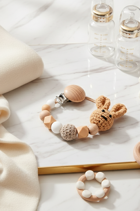 Beige Pacifier Clip Image 1