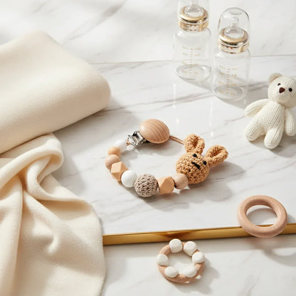 Beige Pacifier Clip Image 1