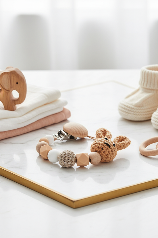 Beige Pacifier Clip Image 2