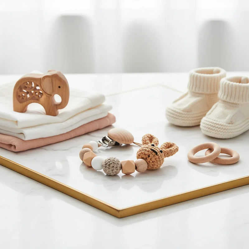 Beige Pacifier Clip Image 2