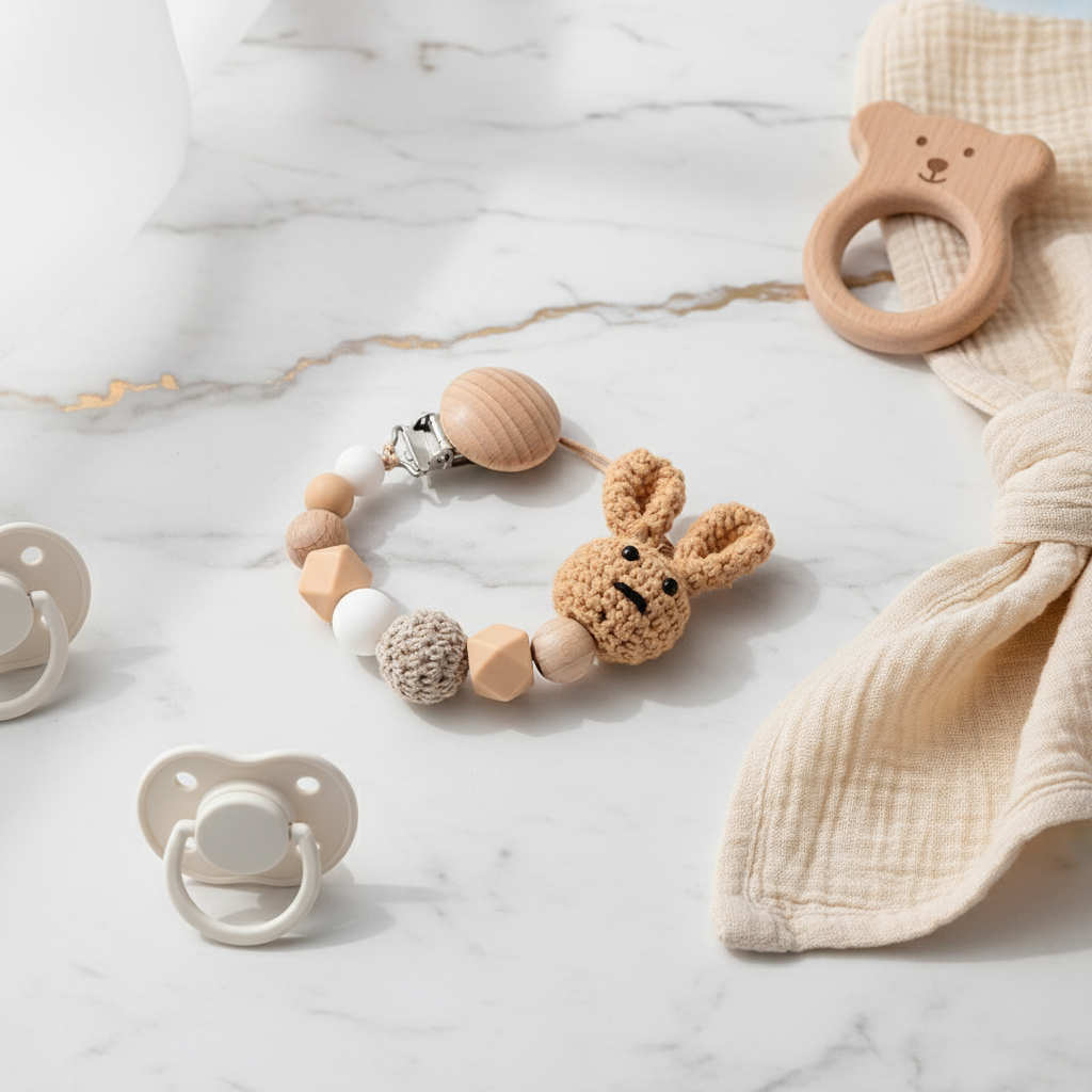 Beige Pacifier Clip Image 3