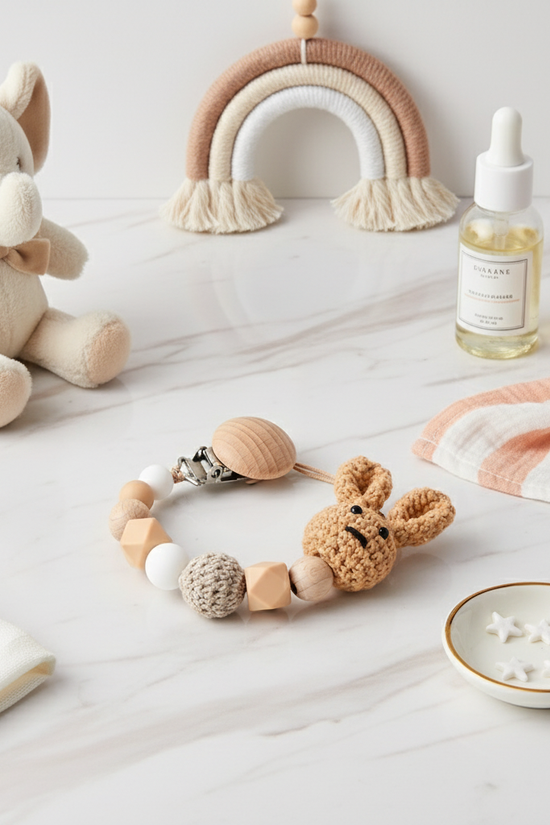 Beige Pacifier Clip Image 4