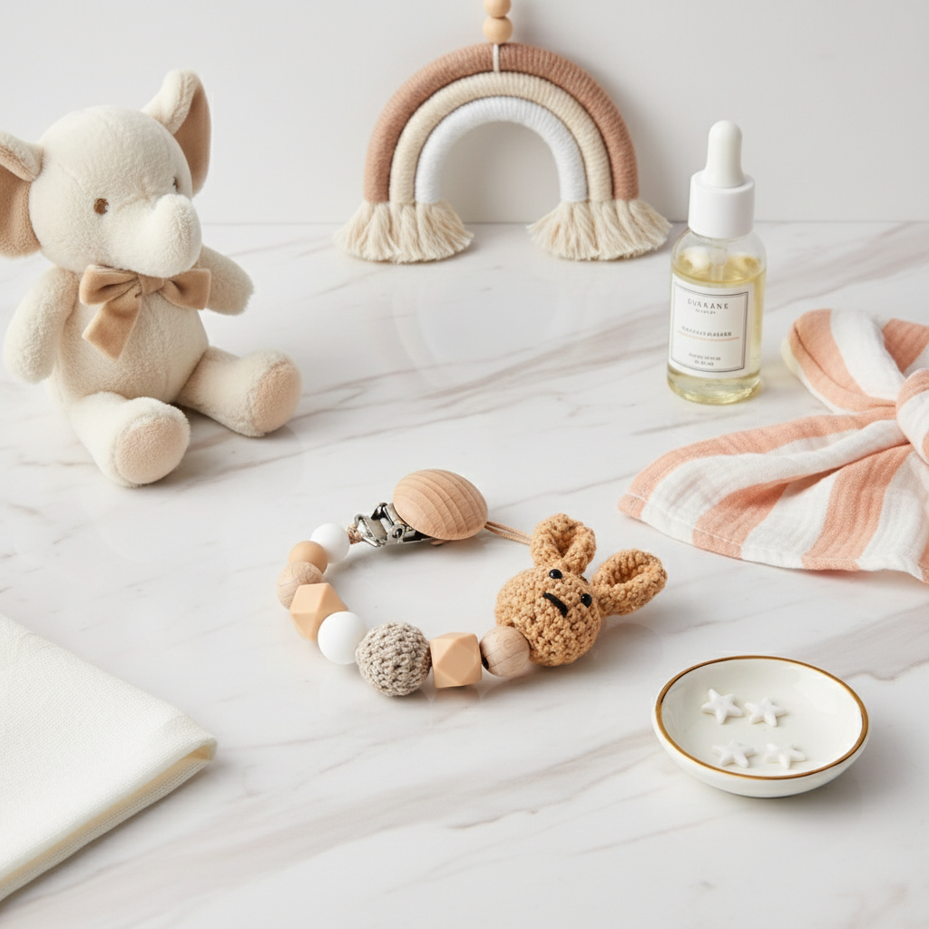 Beige Pacifier Clip Image 4