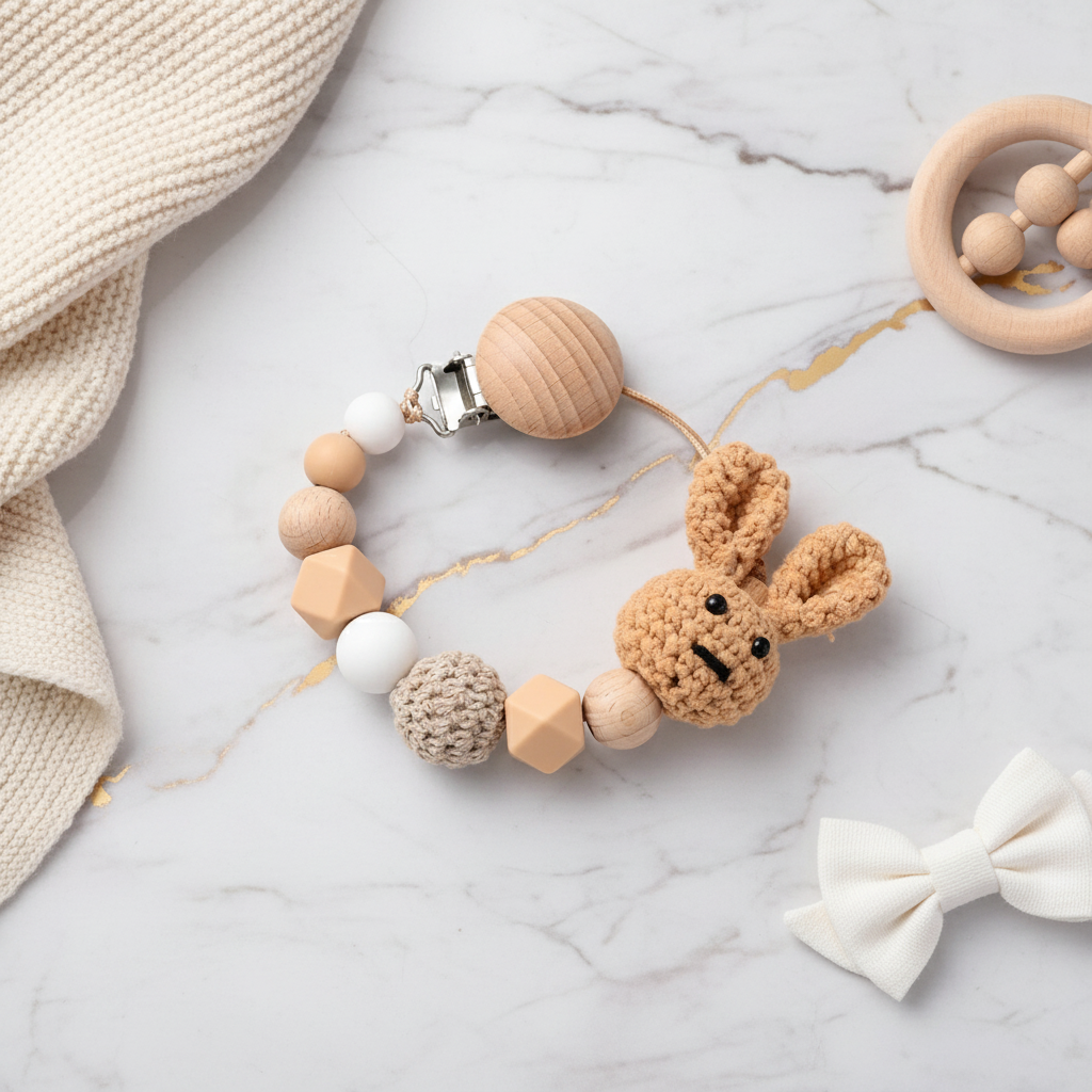 Beige Pacifier Clip Image 5