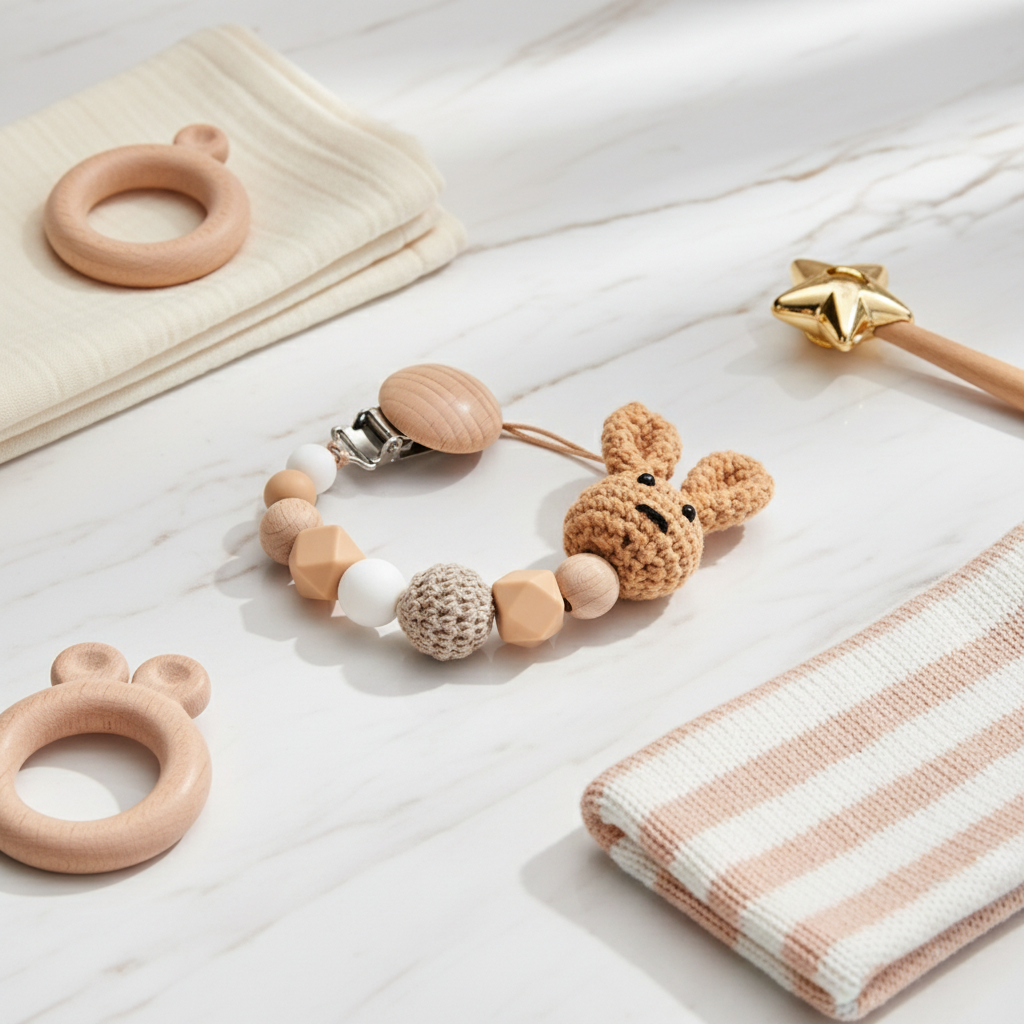 Beige Pacifier Clip Image 6