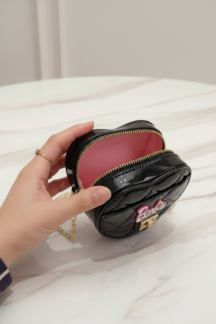 Black bag opened by hand