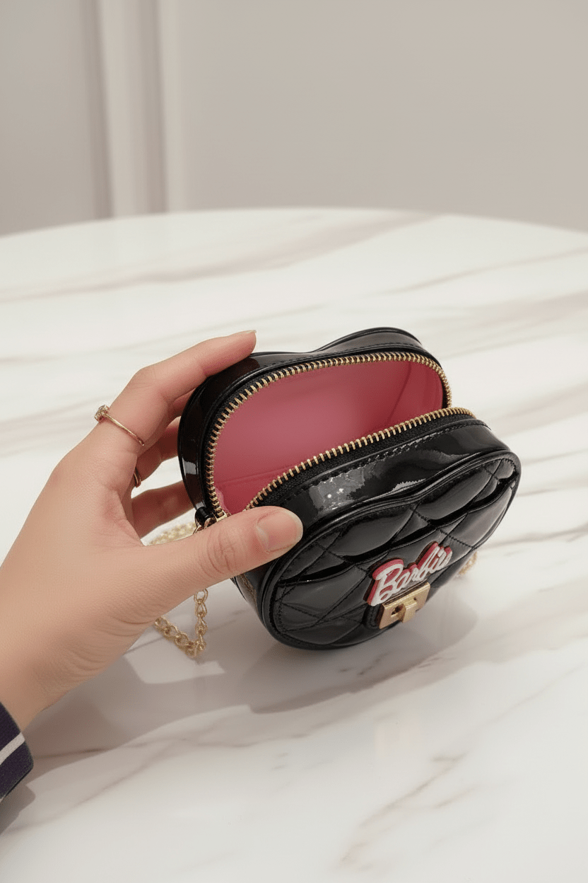 Black bag opened by hand