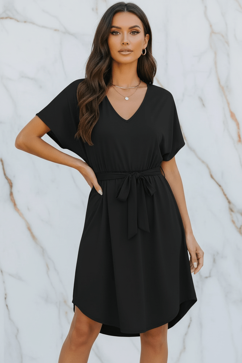 Black Dress - Front View Correct Length